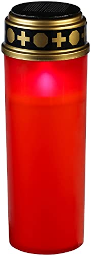 PEARL Grablichter: XXL-Solar-LED-Grabkerze mit Dauerlicht und Akku, 21 cm, rot (Solar Grablichter, Grablicht LED, Beleuchtung) von PEARL