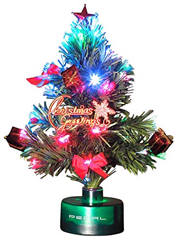 PEARL Weihnachtsbaum Auto: LED-Weihnachtsbaum mit Glasfaser-Farbwechsler (Weihnachtsbaum Mini, LED Weihnachtsbaum klein, Weihnachtsbaumbeleuchtung kabellos) von PEARL