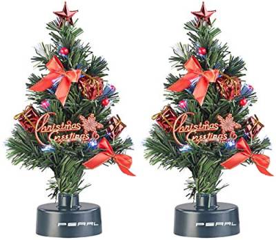 PEARL LKW Tannenbaum: 2er-Set USB-Weihnachtsbäume mit LED-Farbwechsel-Glasfaserlichtern (Mini Weihnachtsbaum für LKW, Beleuchteter Tannenbaum für LKW, Camping Licht) von PEARL