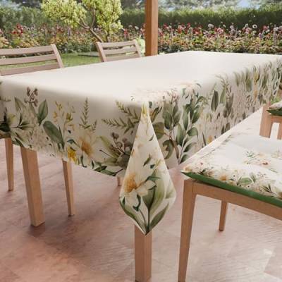 PETTI Artigiani Italiani - Fleckabweisende Tischdecke, rechteckig, für Küche, Botanical-Design, für 6 Plätze (140 x 180 cm), 100% Made in Italy von PETTI Artigiani Italiani