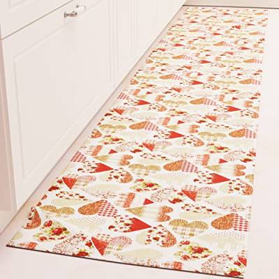 PETTI Artigiani Italiani - TPCD Küchenteppich Läufer Küche rutschfest und waschbar 52 x 280 cm Design Herzen Rot 100% Made in Italy von PETTI Artigiani Italiani