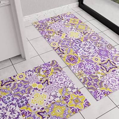 PETTI Artigiani Italiani - Teppich für Küche, rutschfest, waschbar, Läufer für Küche, Teppich, Küchenläufer, 52 x 180 cm, Design Vietri Violett, 100% Made in Italy von PETTI Artigiani Italiani