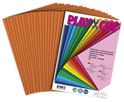 PLAY-CUT Fotokarton A4 Set Mandarin (300g/m2) | 20 Bogen Din A4 Foto Karton Bunt | Dickes Foto Papier | Premium Druckerpapier Dicke Stärke | Karton zum Basteln Drucken von PLAY-CUT