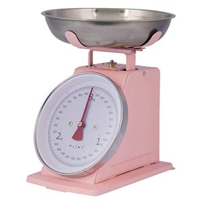 PLINT New 3KG Traditional Weighing Kitchen Scale With Stainless Steel Bowl, Retro Scales Mechanical Vintage, Retro Food Scales with Large Metal Bowl (Rose) von Plint