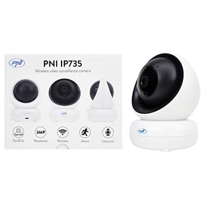 PNI IP735 3Mp überwachungskamera innen, Kamera überwachung innen, überwachungskamera ohne WLAN mit IP P2P Wireless PTZ, microSD-Kartensteckplatz, Steuerung über die Anwendung von PNI