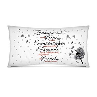 PR Print Royal XXL-Deko-Kissen mit Spruch Zuhause ist Liebe - 80 x 40 cm/Geschenk-Idee/Wohnen/Dekoration/Familie/Kopf-Kissen - inkl. Kissenfüllung von PR Print Royal