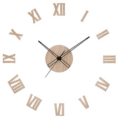 PRIM Veneer DIY Wanduhr Holz, Made in EU, Wood Wand-Deko ∅ von 600 bis 1000 mm, 3D Holz-Ziffern, Holz Wanduhr Groß XXL, Wanduhr Küche, Schlafzimmer (Helles Holz/Romulus) von PRIM