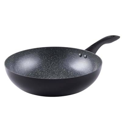 Progress BW12915EU7 Marble Ceramic 28 cm Rührpfanne – antihaftbeschichtete Wok-Pfanne mit metallischer Marmorkeramikbeschichtung, Induktionskochfeld geeignet, gepresstem Aluminium mit Soft-Touch-Griff von PROGRESS