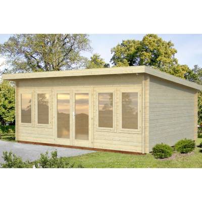 Palmako Lisa Holz-Gartenhaus Natur Pultdach Tauchgrundiert 530 cm x 380 cm von Palmako