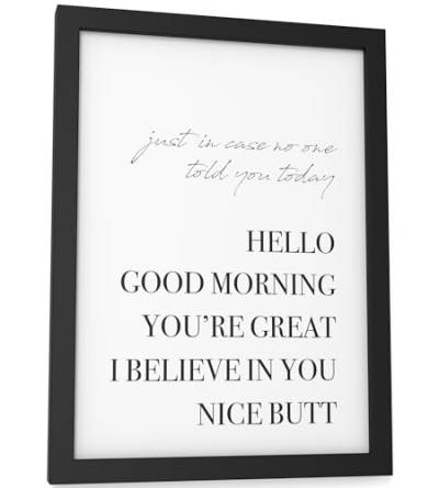 Papierschmiede® Bilder Home Kunstdruck A5 (15x21 cm) Spruch Poster Zuhause Schrift Bild Wanddeko in schwarz weiß, Sprüche für Wohnzimmer Büro Küche Badezimmer WC, Nice Butt von Papierschmiede