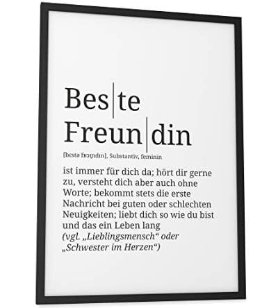 Papierschmiede® Definition: Beste Freundin, DIN A3 fertig gerahmt (Rahmen: Material und Farbe wählbar), Wandbild für Wohnzimmer, Schlafzimmer, Küche, Esszimmer, Poster Geschenk Wanddeko aufhängefertig von Papierschmiede