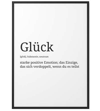 Papierschmiede® Definition: Glück, 40x60 cm, XXL Poster für Wohnzimmer, Schlafzimmer, Küche, Esszimmer, Wandbild Geschenk Wanddeko - ohne Rahmen von Papierschmiede