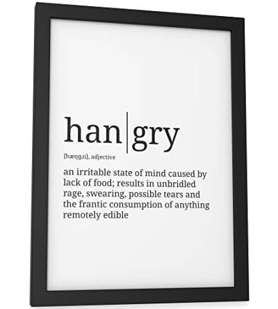 Papierschmiede® Definition Hangry, A5 (15x21 cm) Poster für Wohnzimmer, Schlafzimmer, Küche, Esszimmer, Wandbild Geschenk Wanddeko Spruch English - ohne Rahmen von Papierschmiede