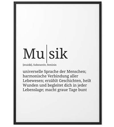 Papierschmiede® Definition: Musik, DIN A2 fertig gerahmt (Aluminium Rahmen, Farbe wählbar) XXL Poster für Wohnzimmer, Schlafzimmer, Küche, Esszimmer, Wandbild Geschenk Wanddeko von Papierschmiede