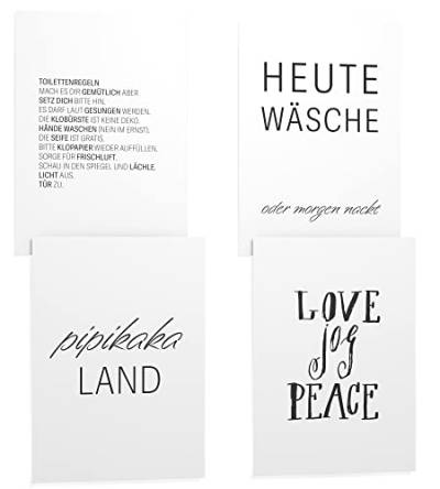 Papierschmiede® Premium Spruchposter Set 4er 40x50 cm, Motiv: Badezimmer & WC, Bilder Badezimmer Deko, Poster mit Sprüchen, Bilder fürs Bad, Poster Set ohne Rahmen von Papierschmiede