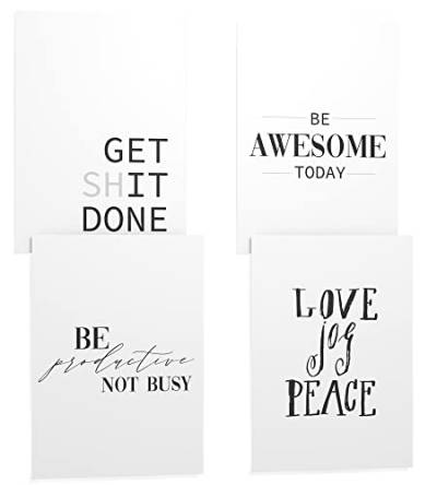 Papierschmiede® Premium Spruchposter Set 4er DIN A1, Motiv: Today Motivation, Produktivität Leistung Power, Typografie Bilder Wohnzimmer Schlafzimmer ohne Rahmen von Papierschmiede