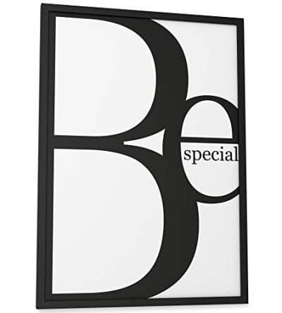 Papierschmiede® Typografie Poster, DIN A3 (30x42 cm), Wanddeko Wohnzimmer, Schlafzimmer, Küche, schwarz-weiß Bild mit Spruch OHNE Rahmen, Be Special von Papierschmiede