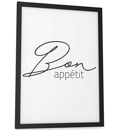 Papierschmiede® Typografie Poster, DIN A4 (21x30 cm), Wanddeko Küche, Esszimmer, Wohnzimmer, schwarz-weiß Bild mit Spruch OHNE Rahmen, Bon Appétit von Papierschmiede