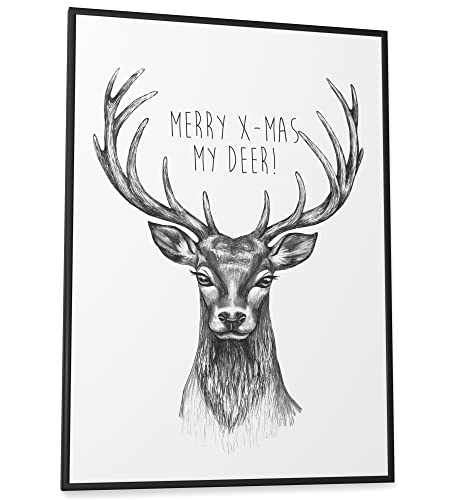 Papierschmiede® XMAS Poster, A2 (59,4x42 cm) Deko mit Spruch zu Weihnachten, Wohnzimmer Wanddeko, Schlafzimmer, Küche Dekoration ohne Rahmen, My Deer (Hirsch) von Papierschmiede