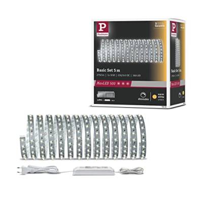 Paulmann 70604 LED Stripe MaxLED 500 Basisset 5m Warmweiß 2700K 30W 230/24V 60VA Silber LED Lichtband Lichtstreifen Lichtschlauch von Paulmann