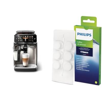 Philips Domestic Appliances 5400 Series Kaffeevollautomat - LatteGo-Milchsystem & CA6704/10 Kaffeefettlöse-Tabletten für Kaffeevollautomaten, Weiß, Einheitsgröße von Philips Domestic Appliances