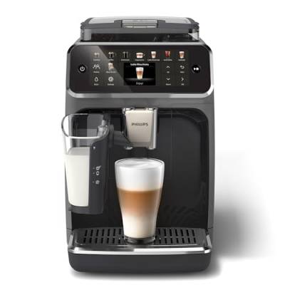 Philips Serie 5500 Vollautomatische LatteGo Espressomaschine, SilentBrew-Technologie, Schnellstart. Aromatischer Kaffee aus frisch gemahlenen Bohnen, 20 Heiß- und Eisgetränke, Grau (EP5544/50) von Philips Domestic Appliances