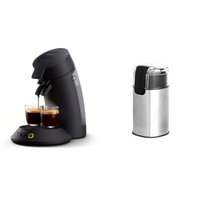 Philips Senseo Original Plus Kaffeepadmaschine & Amazon Basics – Elektrische Kaffeemühle, Edelstahl von Philips Domestic Appliances