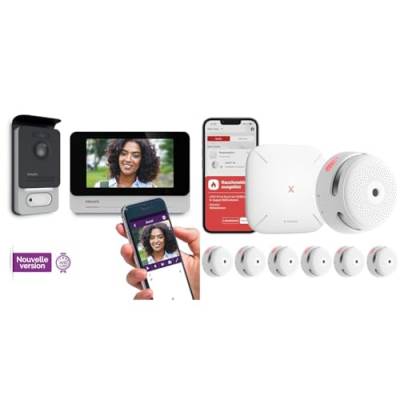 Philips WelcomeEye Connect 2, smarte Video-Türsprechanlage, mit Kamera & X-Sense XS01-M ProConnected Rauchmelder mit SBS50 Basisstation von Philips Domestic Appliances