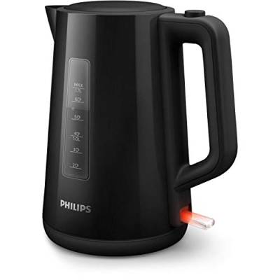 Philips Wasserkocher – 1.7 L Fassungsvermögen mit Kontrollanzeige, Pirouettenbasis, schwarz (HD9318/20) von Philips Domestic Appliances