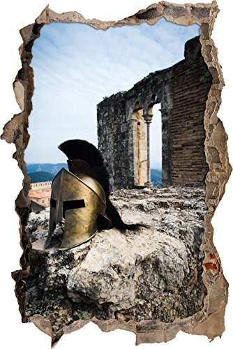 Pixxprint 3D_WD_2450_92x62 Helm von römischen Soldat aus Film 300 Wanddurchbruch 3D Wandtattoo, Vinyl, bunt, 92 x 62 x 0,02 cm von Pixxprint