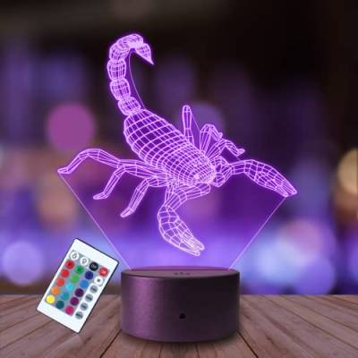 Plexido Nachtlicht Kinder - Beruhigendes Nachtlicht Baby mit 3D-Illusionseffekt - Dimmbarer Nachttischlampe - Sternzeichen Skorpion Design für magische Kinderzimme von Plexido
