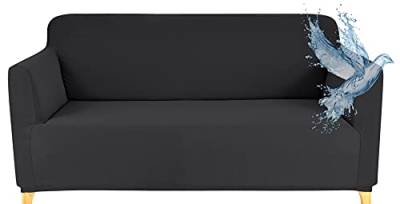 Poligino Sofabezug für 2-Sitzer, Dunkelgrau, wasserdicht, dehnbar, Schutz für Sofas mit Armlehnen von Poligino