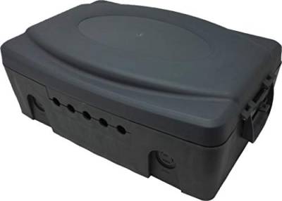 POLY POOL - PP2605 Wasserdichte Elektrobox für den Außenbereich, schwarz - Box zur Abdeckung von Steckdosenleisten, Netzgeräten, Steckdosen, Timern - Wasserdichte Schutzbox mit Löchern für Wandmontage von Poly Pool
