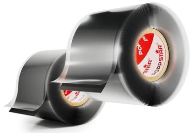 POPPSTAR selbstverschweißendes Silikonband zur Reparatur, Isolierung & Abdichtung (Strom, Wasser, Luft) 2x Isolierband 3m lang, 38mm breit, schwarz von POPPSTAR