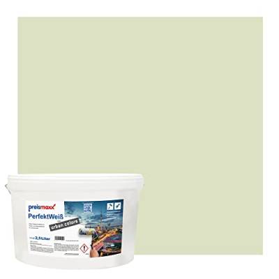 Preismaxx Perfektweiß urban colors, bunte Wandfarbe, grün, hellgrün, light green 2,5L, Innenfarbe, hohe Deckkraft Klasse 2, matt von Preismaxx