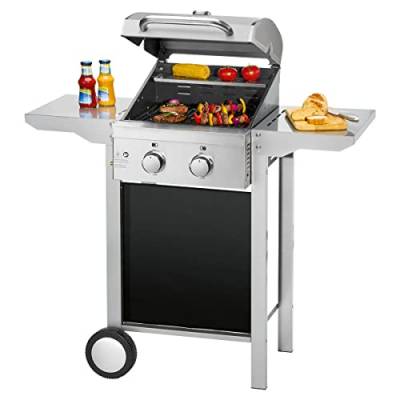 ProfiCook® Gasgrill | Grill mit 2 Brennern aus Edelstahl | Stabile Grillhaube mit Temperaturanzeige | Gasgrill klein mit stufenloser Temperaturregelung | Grillwagen mit großer Grillfläche | PC-GG 1255 von Profi Cook