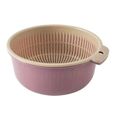 QOKLIYUI Siebkorb, verdickte Doppelschicht für effizientes Absieben in der Küche, Taomi Basket, Küchensieb, Abflusskorb aus Kunststoff, Hell Pink, groß von QOKLIYUI