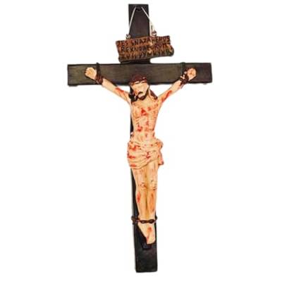 QUR Jesus-Kruzifix-Statue, Wandkreuz, Hängende Dekoration, Jesus, Katholische Heimdekoration, Religiöse Sammlung, Kunstharz von QUR