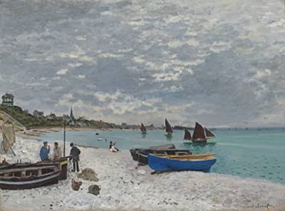 RAAMAE Leinwand Bilder Kunstdrucke Leinwand Plakat Berühmtes Gemälde der Strand von Sainte Address von Claude Monet für Wohnzimmer 60x90cm von RAAMAE