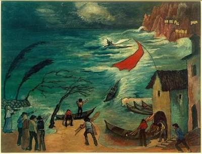 RAAMAE Leinwandbilder Bild Poster Kunstdrucke Ölgemälde Fischer im Sturm von Marianne von Werefkin für Wanddekoration 60x90cm von RAAMAE