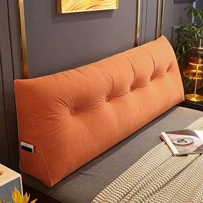 RAKTOV Bequemes Lendenkissen, Lesekissen, Rückenlehne, dreieckiges Kopfteil, Keilkissen, großes Kissen für Erkerfenster, Tatami, Sofa, Schlafzimmer, 100 x 50 x 20 cm, Orange von RAKTOV