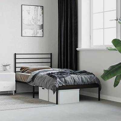 RAUGAJ Nice Beds & Accessories Betten & Bettrahmen - Metallbettrahmen mit Kopfteil Schwarz 90x190 cm Einzelbett von RAUGAJ