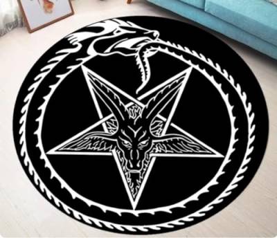 Pentagramme Teppich Home Decor Personalisierter Teppich Rund Satan Matte Schwarz Schlafzimmer Teppich Stuhlmatten 120cm von REIPOL