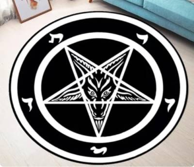 Pentagramme Teppich Home Decor Personalisierter Teppich Rund Satan Matte Schwarz Schlafzimmer Teppich Stuhlmatten 180cm von REIPOL