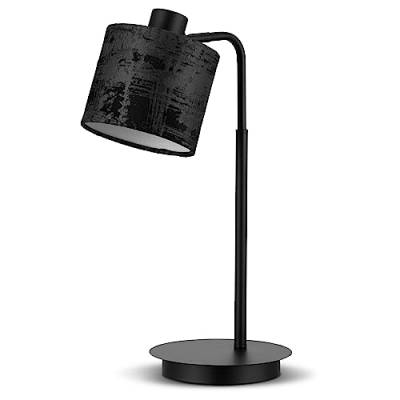 REV – Tischlampe im angesagten Vintage-Look – Schreibtischlampe mit Samt-Lampenschirm in Schwarz – Nachttischlampe mit E27 Fassung – Tischleuchte von REV