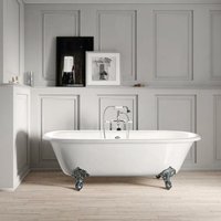 Freistehende Gusseisen Badewanne plymouth weiß Füße chrom 153 cm - Füße chrom von ROGIER&MOTHES