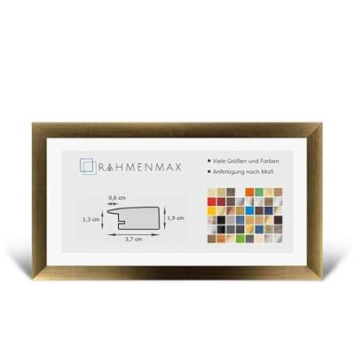 RahmenMax Toskana Bilderrahmen Holz 50x100 cm/Maßanfertigung möglich/MDF Posterrahmen/in Goldglanz Dekor mit Acrylglas/Puzzle Rahmen von RahmenMax