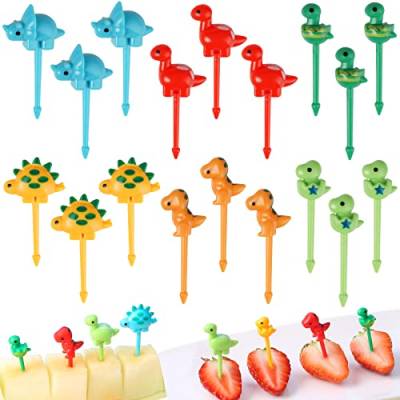 18 Stück Obstgabeln Kinder Animal Fruit Forks 3D Dinosaurier Zahnstocher Kinder Mini Gabeln für Kinder Obstgabeln Plastik Gabel Spieße Kinder für Lunchbox, Party, Nachmittagstee, Geburtstagsfeier von Rairsky