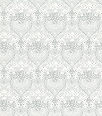 Rasch Tapete 710069 - Vliestapete mit Blättern in blassem Blau-Grau und Blumen in Rosa und Weiß aus der Kollektion Sophia - 10,05m x 0,53m (LxB) von Rasch