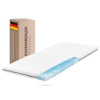 RAVENSBERGER Gel Topper Gel-LUX - Härtegrad H2/H3, mittel - 50-110 kg - 120 x 200 cm, Höhe 9 cm - 7-Zonen Matratzenauflage aus Gelschaum mit RAVOTEX Funktions-Bezug, allergikerfreundlich von Ravensberger Matratzen